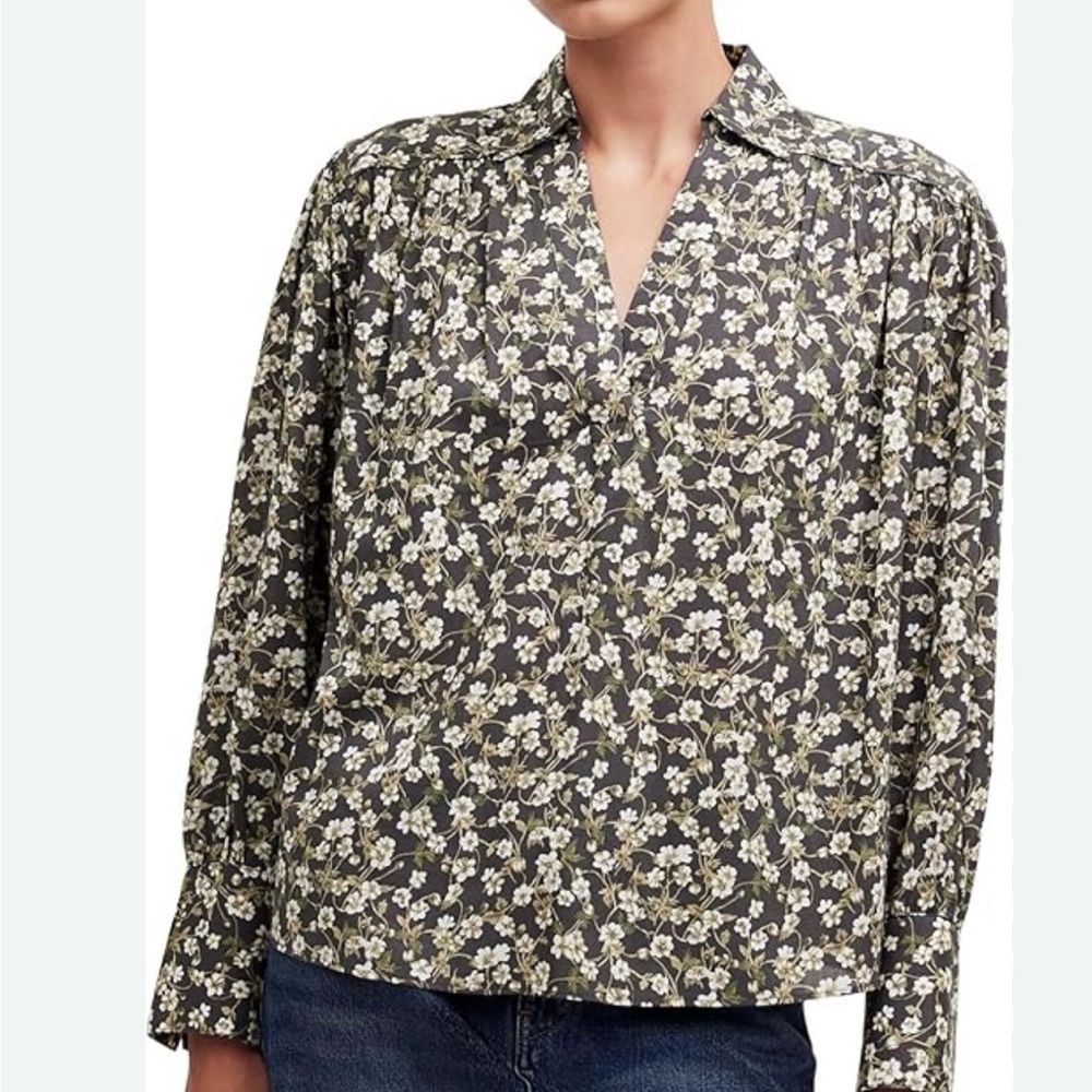 Madewell Black Floral Blouse